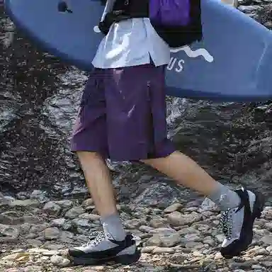 沐诚阳译 山系美式风侧边网眼速干透气百搭网眼拼接设计速干轻薄系带透气简约舒适五分裤休闲短裤 男女同款