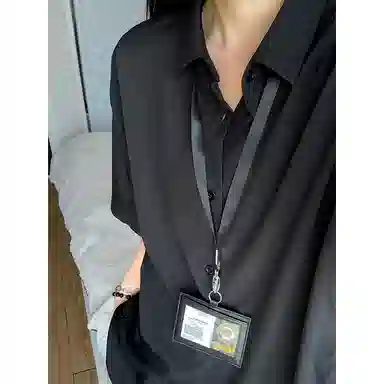 虫小绿 纯色简约冰丝材质宽松百搭少年感夏季短袖衬衫 男女同款