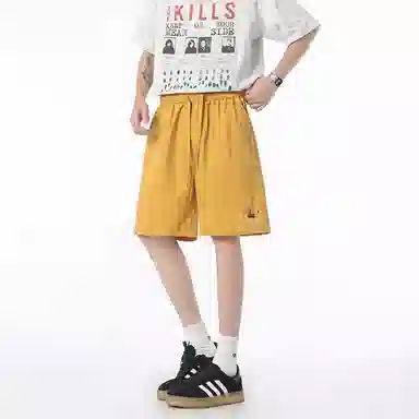 行更远 多巴胺可爱腊肠狗刺绣五分裤高街痞帅松弛感凉感速干透气冰丝宽松百搭舒适日常通勤伞兵休闲短裤 男女同款