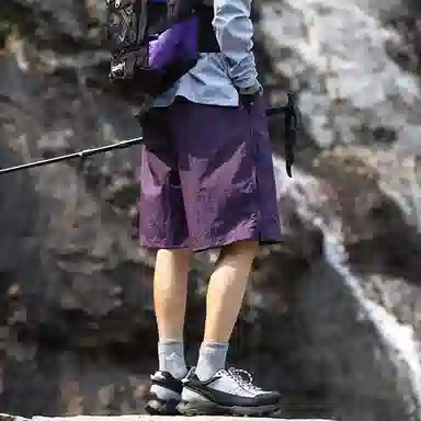 沐诚阳译 山系美式风侧边网眼速干透气百搭网眼拼接设计速干轻薄系带透气简约舒适五分裤休闲短裤 男女同款