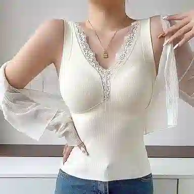 品彩 无痕蕾丝性感美背打底上衣背心吊带 女款