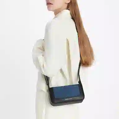 CHARLES&KEITH Mini Crossbody Denim Blue Tan