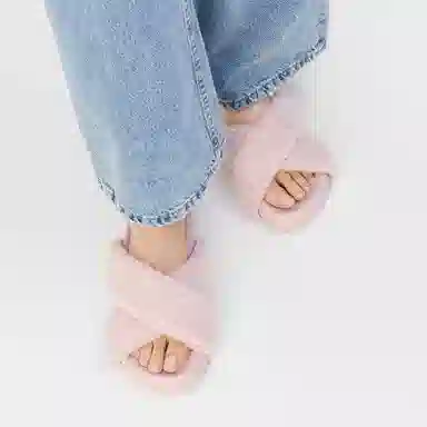 CHARLES&KEITH Plush Cross Strap Slides