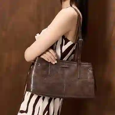 CHARLES&KEITH Distressed Coffee Knot Shoulder Bag Medium