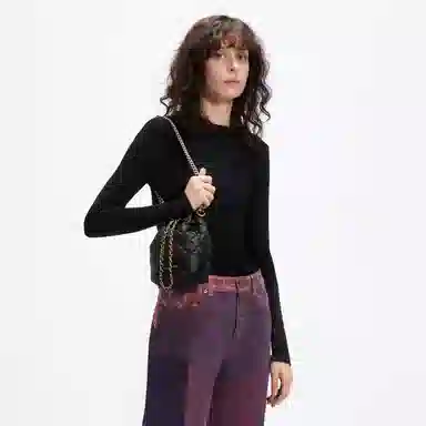 Charles & Keith Quilted Chain Shoulder Bag Black/Ivory