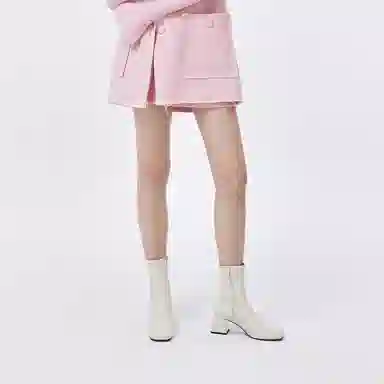 CHARLES&KEITH PU Square Toe Ankle Boots