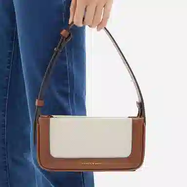 CHARLES&KEITH Mini Crossbody Denim Blue Tan