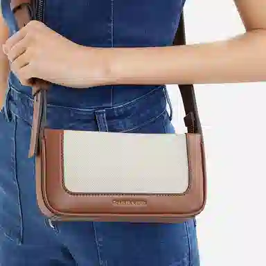 CHARLES&KEITH Mini Crossbody Denim Blue Tan