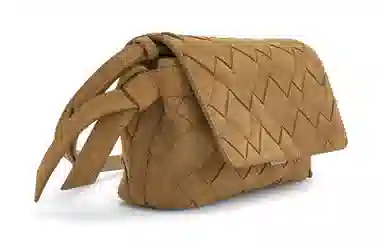 CHARLES&KEITH Woven Suede Small Shoulder Bag Sand Cotton Candy