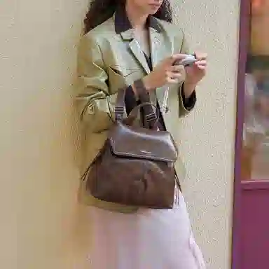 CHARLES&KEITH Knot PU Backpack Medium Coffee Black