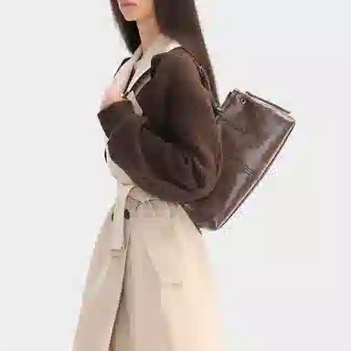 CHARLES&KEITH Distressed Coffee Knot Shoulder Bag Medium