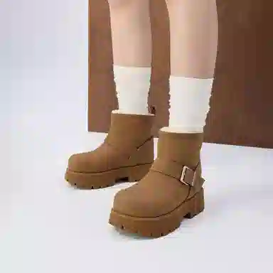 CHARLES&KEITH Suede Platform Ankle Boots