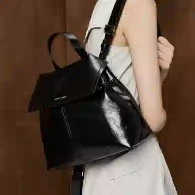 CHARLES&KEITH Knot PU Backpack Medium Coffee Black
