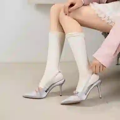 CHARLES&KEITH Satin Bow Pointed Toe Heels