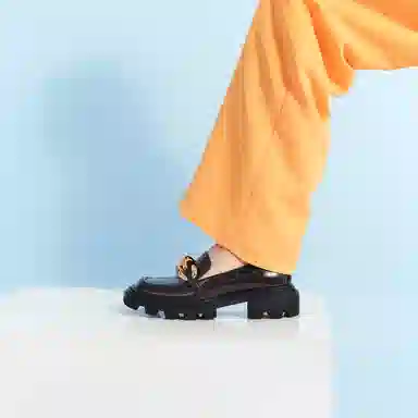 CHARLES&KEITH Chain Platform Loafers Black