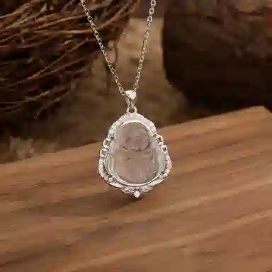 幸囍礼 笑脸佛公弥勒佛 新中式大肚笑佛平安 优雅气质高级感招财纳福转运锁骨链 玉髓 玉石项链 男女同款情侣款