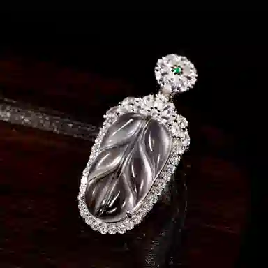 幸囍礼 金枝玉叶树叶 新中式国风叶子 轻奢温柔优雅气质颈链 玉髓 玉石项链 女款