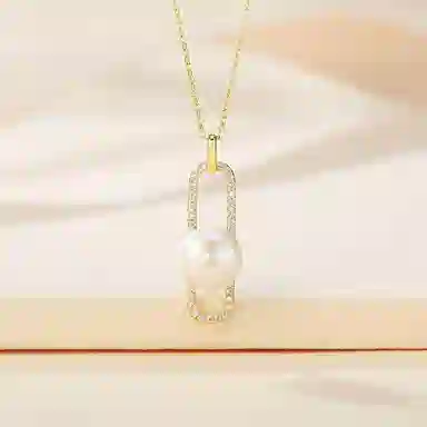 幸囍礼 回形之境锁骨链 精致高级感百搭落日 淡水珍珠 项链 男女同款情侣款