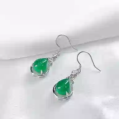 幸囍礼 优雅气质水滴冰透玉石耳饰 新中式温柔婉约贵气耳坠 清冷感古风旗袍汉服修饰脸型配饰 玉髓 耳环 女款