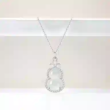 幸囍礼 福禄葫芦锁骨链 清冷感甜美蝴蝶结葫芦锁骨链 国潮轻奢高级感温婉优雅精致颈饰 玉髓 玉石项链 男女同款情侣款