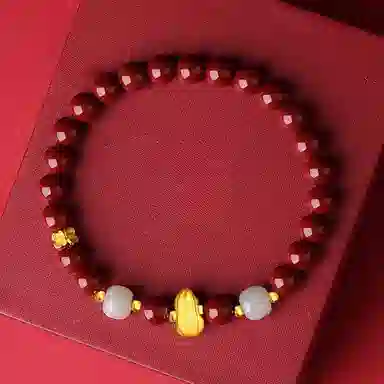 幸囍礼 【一物一证 高品质】好事花生 新中式本命年国潮优雅复古小众气质 转运珠情绪好物开好运 朱砂 手串 男女同款情侣款