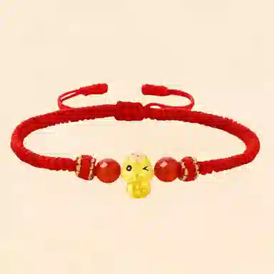 幸囍礼 好运来财萌趣眨眼小蛇 可爱灵蛇国风转运 诸事顺遂本命年轻奢配饰 玛瑙 手链 男女同款情侣款