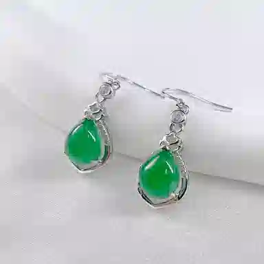 幸囍礼 优雅气质水滴冰透玉石耳饰 新中式温柔婉约贵气耳坠 清冷感古风旗袍汉服修饰脸型配饰 玉髓 耳环 女款