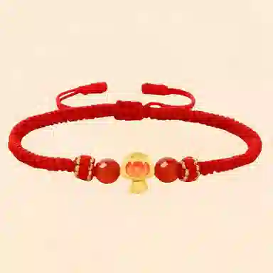 幸囍礼 福运铜钱蛇 幸运生肖蛇本命年转运 萌趣可爱财源广进小众手饰 玛瑙 手链 男女同款情侣款