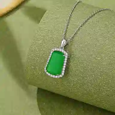 幸囍礼 清透无事牌锁骨链 新中式国潮典雅颈饰 轻奢高级贵气感吊坠 玉髓 项链 男女同款情侣款