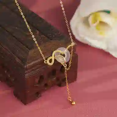 幸囍礼 【高品质】灵蛇绕玉 精致温婉高级感玉石平安扣颈饰 玉髓 项链 男女同款情侣款