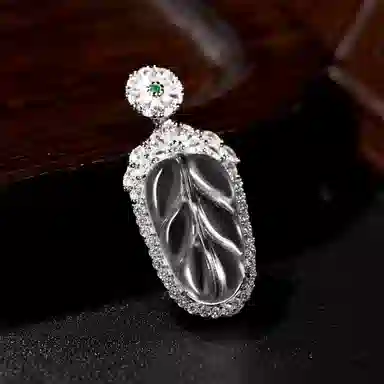 幸囍礼 金枝玉叶树叶 新中式国风叶子 轻奢温柔优雅气质颈链 玉髓 玉石项链 女款