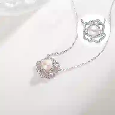 幸囍礼 【送礼臻选】 山茶花 法式时尚古典浪漫花卉 甜美森系甜蜜饰爱颈饰 淡水珍珠 项链 男女同款情侣款