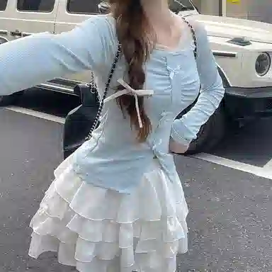 桴生 设计感拼接网纱蛋糕裙装系列制服 女款