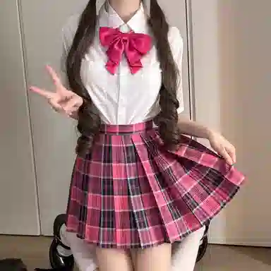 花山家的猫 校供甜美纯欲学姐口袋短袖衬衫百褶裙制服 女款
