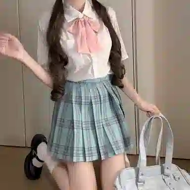 花山家的猫 校供甜美纯欲学姐口袋短袖衬衫百褶裙制服 女款