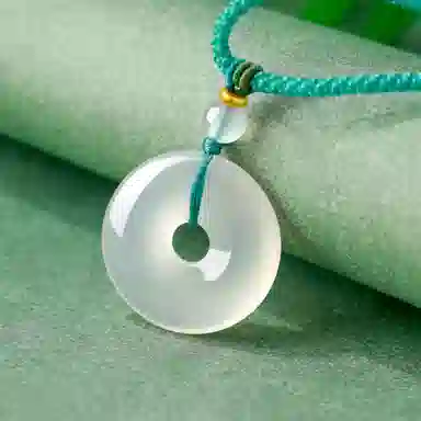 【买一赠一暴富金贴】 魔物 幸福圆满平安扣 新中式简约时尚复古经典高级感 吉祥如意编织绳 精美礼盒 玉髓 项链 女款