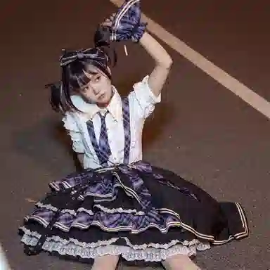 豹了个猫 赤月打歌服洛丽塔法式洋装连衣裙萝莉装 蓝色