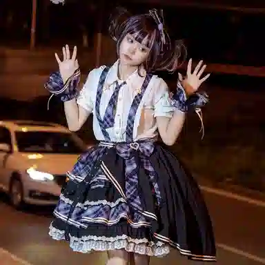 豹了个猫 赤月打歌服洛丽塔法式洋装连衣裙萝莉装 蓝色