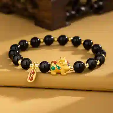 色菲尔 五彩貔貅鸿运 招财纳福新中式国风国潮轻奢小众个性吸睛手饰 玛瑙 玉石手串 男女同款情侣款