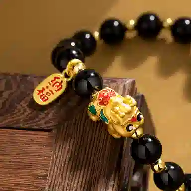 色菲尔 五彩貔貅鸿运 招财纳福新中式国风国潮轻奢小众个性吸睛手饰 玛瑙 玉石手串 男女同款情侣款