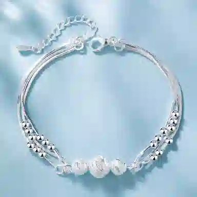 色菲尔 三生三世转运珠 三层叠戴好运相伴爆闪氛围感 日常 铜 手链 女款