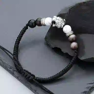 宝瑕 一夜豹富小众简约新中式国潮 黑曜石 手链 男款