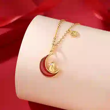宝瑕 萌龙红色生肖龙 玛瑙 项链 女款