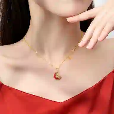 宝瑕 萌龙红色生肖龙 玛瑙 项链 女款