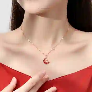 宝瑕 萌龙红色生肖龙 玛瑙 项链 女款