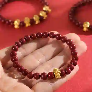 陌阡雪 【招财纳福】福蛇国潮 本命年蛇年紫金砂串珠小众设计#好运 再造辰砂朱砂 手串 男女同款情侣款