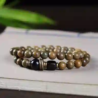 陌阡雪 国风禅意创意串珠 新中式精致文玩念珠 转运珠 木作 手串 男女同款情侣款 金丝檀木