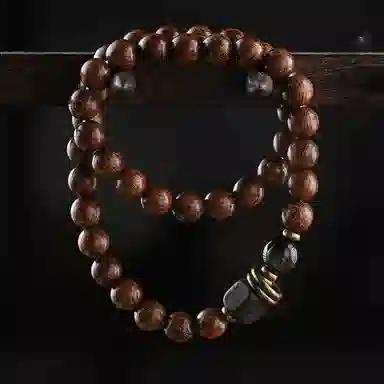 陌阡雪 国风禅意创意串珠 新中式精致文玩念珠 转运珠 木作 手串 男女同款情侣款 金丝檀木