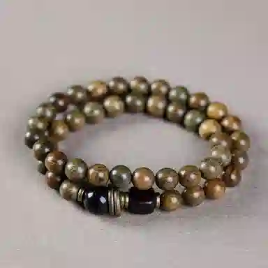 陌阡雪 国风禅意创意串珠 新中式精致文玩念珠 转运珠 木作 手串 男女同款情侣款 金丝檀木