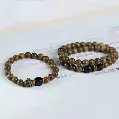 陌阡雪 国风禅意创意串珠 新中式精致文玩念珠 转运珠 木作 手串 男女同款情侣款 金丝檀木